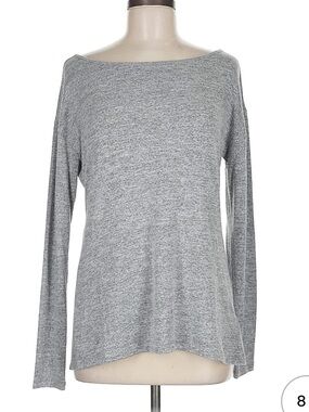 GAP Women's Light Grey Boatneck Long-Sleeve Top